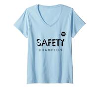 Donna Campione della Sicurezza | Safety First | Idee Regalo per la Giornata della Sicurezza Maglietta con Collo a V