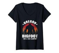 Donna Campione dell'Oregon Bigfoot Sasquatch Sunset Hide and Seek Maglietta con Collo a V