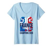Donna Campioni di Francia 2026 Allez Les Bleus 26 Maglietta con Collo a V
