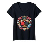 Donna Campioni di Ping Pong Kawaii Giocatore di Ping Pong Maglietta con Collo a V