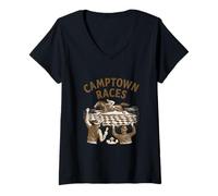 Donna Camptown Races 1850 Classico American Folk Song Tribute Maglietta con Collo a V