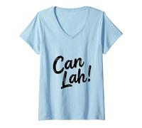Donna Can Lah Manglish/Singlish Divertente Slang Maglietta con Collo a V