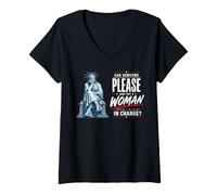 Donna Can Someone Please Put a Woman in Charge 4th July Feminist Maglietta con Collo a V
