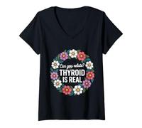 Donna Can You Relate Thyroid Is Real Struggle Awareness - Maglietta con Collo a V