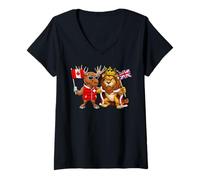 Donna Canada Bandiera britannica UK Gran Bretagna patrimonio Maglietta con Collo a V