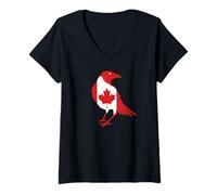 Donna Canada Corvo Corvo Silhouette Canadian Pride Bird Lover Maglietta con Collo a V