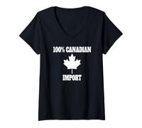 Donna Canada Day t-shirt divertente foglia d'acero canadese importazione regalo Maglietta con Collo a V
