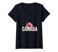 Donna Canada Fingerprint Flag Design for Proud Heritage Lovers Maglietta con Collo a V
