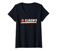 Donna Canada Funny Patriotic Maple Leaf Tee Est. 1867 Elbows Up Maglietta con Collo a V