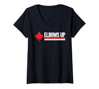 Donna Canada Funny Patriotic Maple Leaf Tee Est. 1867 Elbows Up Maglietta con Collo a V