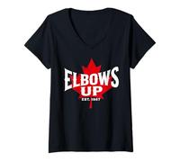Donna Canada Funny Patriotic Maple Leaf Tee Est. 1867 Elbows Up Maglietta con Collo a V