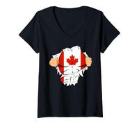 Donna Canadian Superhero Canada Flag Patriot Gift Maglietta con Collo a V