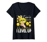 Donna Cancer Queen I Don't Get Older I level up Birthday Queen Maglietta con Collo a V