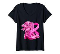 Donna cancro al seno 2025 consapevolezza rosa stivale e nastro grafica Maglietta con Collo a V