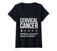 Donna Cancro cervicale Valutazione a una stella Consapevolezza del cancro cervicale Maglietta con Collo a V