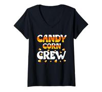 Donna Candy Corn Crew Halloween Costume Maglietta con Collo a V