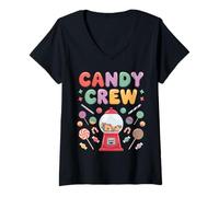 Donna Candy Crew Funny Colorful Sweet Tooth Party Maglietta con Collo a V