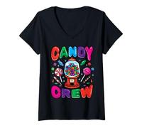 Donna Candy Crew Halloween Dolcetto o Scherzetto Costume Party Maglietta con Collo a V