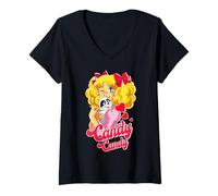 Donna Candy Raccoon Cartone Animato Giapponese Anni '80 Retro Vintage Anime Manga Maglietta con Collo a V