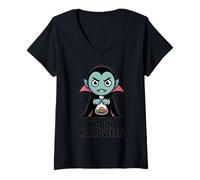 Donna Candy Vampiro Camicia Carino Halloween Trick Treat Dracula Maglietta con Collo a V