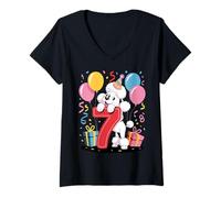 Donna Cane barboncino 7 ° compleanno ragazzo ragazza 7 anni sette barboncino Maglietta con Collo a V