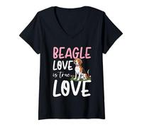 Donna Cane Beagle Maglietta con Collo a V