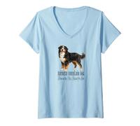 Donna Cane Bovaro del Bernese Born in The Alps Roots Pet Design Maglietta con Collo a V