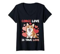 Donna Cane Corgi Maglietta con Collo a V