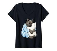 Donna Cane Corso Che Dorme in Pigiama Carino Cane Che Dorme Maglietta con Collo a V