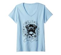 Donna Cane Corso Dog - Amante della razza di cani floreale Maglietta con Collo a V