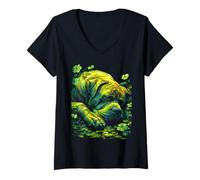 Donna Cane Corso Shamrocks Forest Estetica St Patricks Day Dog Maglietta con Collo a V