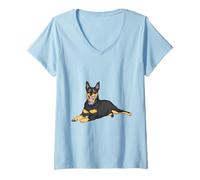Donna Cane Doberman Cane Razza Doberman Proprietario Pinscher Maglietta con Collo a V