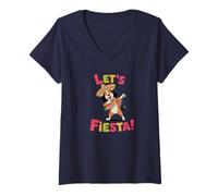 Donna Cane Fiesta Dabbing Maglietta con Collo a V