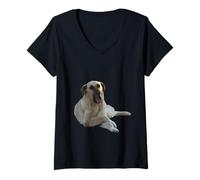 Donna Cane Kangal Che sbadiglia vettoriale Tagliato Maglietta con Collo a V