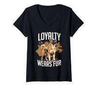 Donna Cane Kangal Loyalty Wears Fur Maglietta con Collo a V