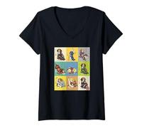 Donna Cane Kimono Giapponese Ukiyo-e Beagle Vintage Maglietta con Collo a V