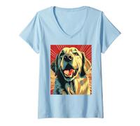 Donna Cane Labrador Mamma E Labfather papà Cane Golden Retriever Maglietta con Collo a V