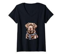Donna Cane Labs Retrievers al Cioccolato Maglietta con Collo a V