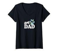 Donna Cane papà zampa stampa cucciolo amore festa del papà tie dye bestie BFF Maglietta con Collo a V