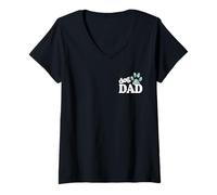 Donna Cane papà zampa stampa cucciolo amore festa del papà tie dye bestie BFF Maglietta con Collo a V