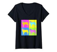 Donna Cane Rafeiro Do Alentejo Cane Stile Vittoriano Pop Art Maglietta con Collo a V