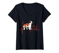 Donna Cane San Bernardo Battito Cardiaco ECG Divertente I Miei Cani Sono Il Mio Cardio Maglietta con Collo a V