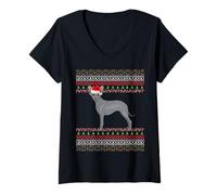 Donna Cane Senza Pelo Messicano Xoloitzcuintle Natale Maglietta con Collo a V