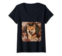 Donna Cane Shiba Inu Maglietta con Collo a V