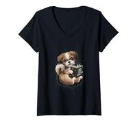 Donna Cane Shih Tzu, prenota come addestrare il tuo umano Maglietta con Collo a V