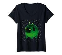 Donna Cane Silly Alien Dog Meme Brainrot Meme Divertente Silly Pug Maglietta con Collo a V