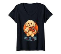Donna Cane soffice Che Suona Il Violino, Love Dogs Maglietta con Collo a V