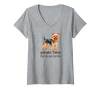 Donna Cane Yorkshire Terrier Dove Yorkie va Caos Segue Maglietta con Collo a V