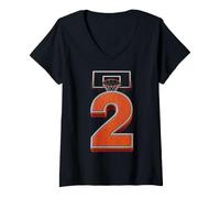 Donna Canestro per Il Secondo Compleanno del Giocatore di Basket Numero 2 Maglietta con Collo a V