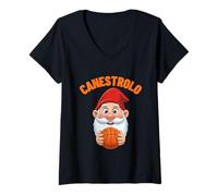 Donna Canestrolo Il Nano | Amante del Basket Maglietta con Collo a V